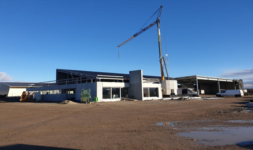 CONSTRUCTION DE BÂTIMENT NEUF À ROUFFACH - construction d’un bâtiment neuf avec bureaux, hall de stockage et atelier